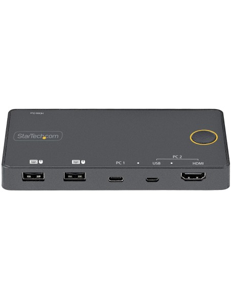 StarTech.com Switch KVM ibrido USB-A + HDMI e USB-C a 2 porte - Monitor singolo HDMI 2.0 4K 60Hz - Switch KVM compatto per