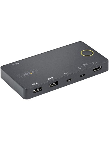 StarTech.com Switch KVM ibrido USB-A + HDMI e USB-C a 2 porte - Monitor singolo HDMI 2.0 4K 60Hz - Switch KVM compatto per