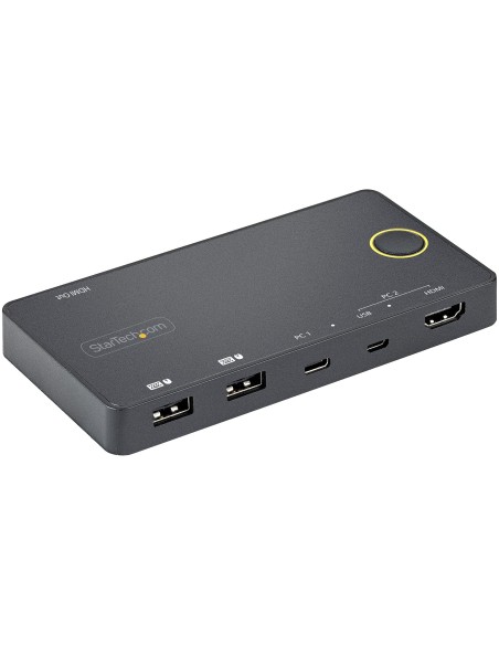 StarTech.com Switch KVM ibrido USB-A + HDMI e USB-C a 2 porte - Monitor singolo HDMI 2.0 4K 60Hz - Switch KVM compatto per
