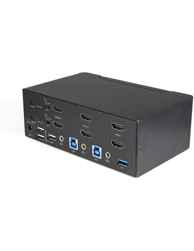 StarTech.com KVM Switch HDMI a 2 porte e doppio monitor 4K 60Hz Ultra HD HDR - Switch KVM per computer desktop HDMI 2.0 con 2