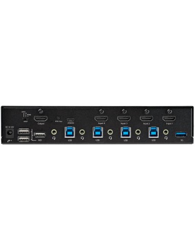 StarTech.com KVM Switch HDMI a 4 porte - Monitor singolo 4K 60Hz Ultra HD HDR - Switch KVM HDMI 2.0 per PC con 2 porte USB 3.0