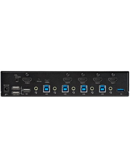 StarTech.com KVM Switch HDMI a 4 porte - Monitor singolo 4K 60Hz Ultra HD HDR - Switch KVM HDMI 2.0 per PC con 2 porte USB 3.0