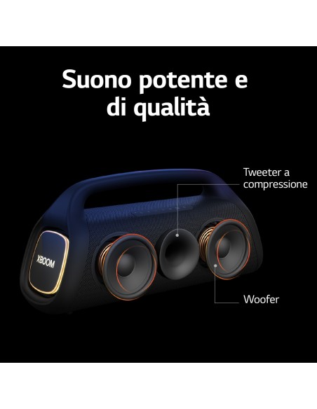 LG XBOOM Go XG9, Speaker Bluetooth 80W, Sound Boost, Illuminazione, IP67, Batteria, Black