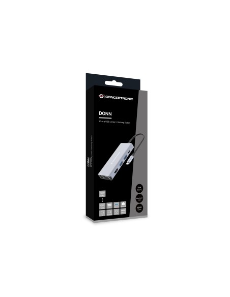 Conceptronic DONN20G replicatore di porte e docking station per laptop Cablato USB 3.2 Gen 1 (3.1 Gen 1) Type-C Grigio