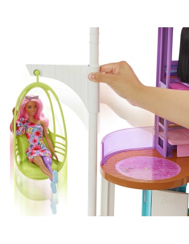 Barbie Casa di Malibu (106 cm) playset casa delle bambole con 2 piani, 6 stanze, ascensore altalena e più di 30 pezzi,