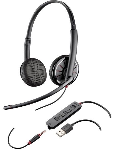 POLY C325 Auricolare Cablato A Padiglione Musica e Chiamate Nero