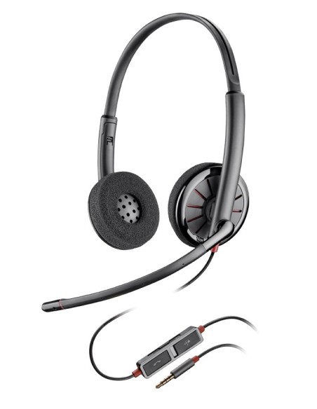 POLY Blackwire 225 Auricolare Cablato A Padiglione Musica e Chiamate Nero