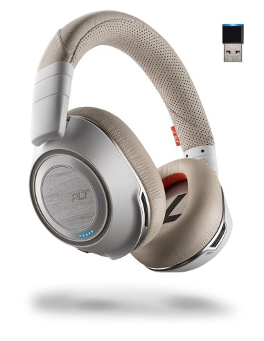 POLY Voyager 8200 UC Auricolare Con cavo e senza cavo A Padiglione Ufficio Bluetooth Beige, Bianco