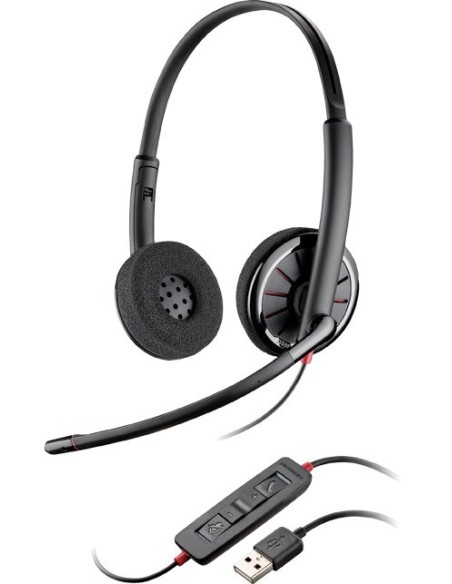 POLY Blackwire C320 Auricolare Cablato A Padiglione Musica e Chiamate Nero