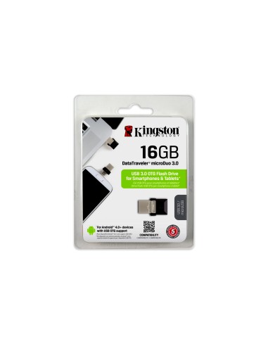 Kingston Technology DataTraveler 16GB microDuo 3.0 unità flash USB USB Type-A   Micro-USB 3.2 Gen 1 (3.1 Gen 1) Nero