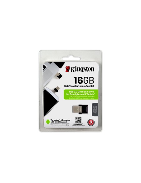 Kingston Technology DataTraveler 16GB microDuo 3.0 unità flash USB USB Type-A   Micro-USB 3.2 Gen 1 (3.1 Gen 1) Nero