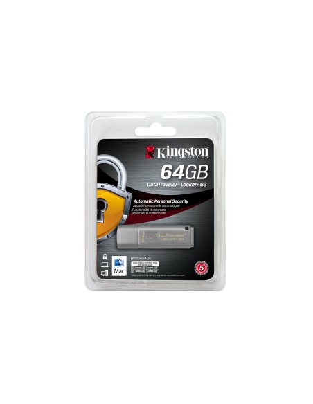 Kingston Technology DataTraveler Locker+ G3 64GB unità flash USB USB tipo A 3.2 Gen 1 (3.1 Gen 1) Argento
