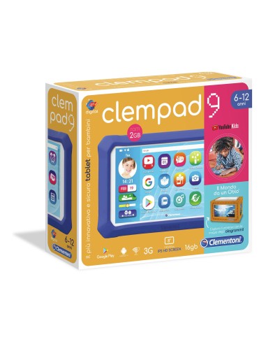 Clementoni Clempad 9 3G 16 GB 20,3 cm (8") 2 GB Wi-Fi 4 (802.11n) Android 9.0 Blu, Bianco