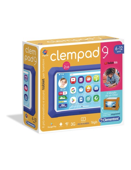Clementoni Clempad 9 3G 16 GB 20,3 cm (8") 2 GB Wi-Fi 4 (802.11n) Android 9.0 Blu, Bianco