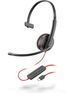 POLY Blackwire C3210 Auricolare Cablato A Padiglione Ufficio USB tipo-C Nero, Rosso