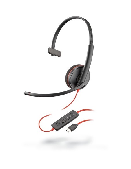POLY Blackwire C3210 Auricolare Cablato A Padiglione Ufficio USB tipo-C Nero, Rosso