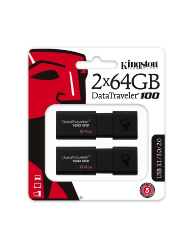 Kingston Technology DataTraveler 100 G3 unità flash USB 64 GB USB tipo A 3.2 Gen 1 (3.1 Gen 1) Nero