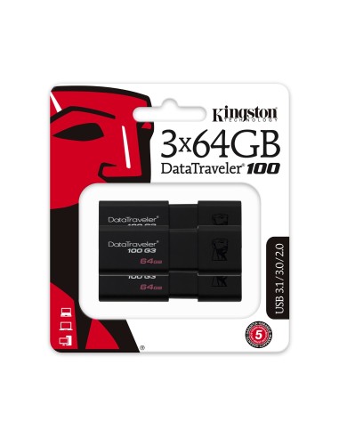 Kingston Technology DataTraveler 100 G3 unità flash USB 64 GB USB tipo A 3.2 Gen 1 (3.1 Gen 1) Nero