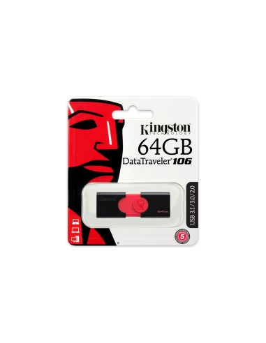 Kingston Technology DataTraveler 106 unità flash USB 64 GB USB tipo A 3.2 Gen 1 (3.1 Gen 1) Nero, Rosso