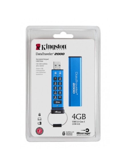 Kingston Technology DataTraveler 2000 4GB unità flash USB USB tipo A 3.2 Gen 1 (3.1 Gen 1) Blu
