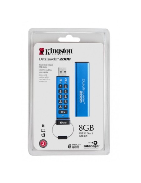 Kingston Technology DataTraveler 2000 8GB unità flash USB USB tipo A 3.2 Gen 1 (3.1 Gen 1) Blu