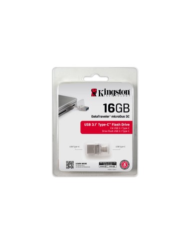 Kingston Technology DataTraveler microDuo 3C 16GB unità flash USB USB Type-A   USB Type-C 3.2 Gen 1 (3.1 Gen 1) Argento