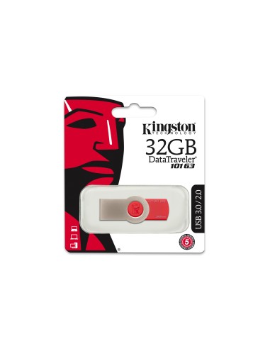 Kingston Technology DataTraveler 101 G3 unità flash USB 32 GB USB tipo A 3.2 Gen 1 (3.1 Gen 1) Metallico, Rosso