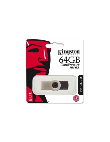 Kingston Technology DataTraveler 101 G3 unità flash USB 64 GB USB tipo A 3.2 Gen 1 (3.1 Gen 1) Nero, Metallico