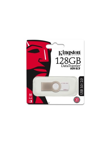 Kingston Technology DataTraveler 101 G3 unità flash USB 128 GB USB tipo A 3.2 Gen 1 (3.1 Gen 1) Metallico, Bianco