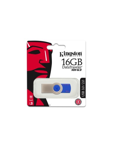 Kingston Technology DataTraveler 101 G3 unità flash USB 16 GB USB tipo A 3.2 Gen 1 (3.1 Gen 1) Blu, Metallico