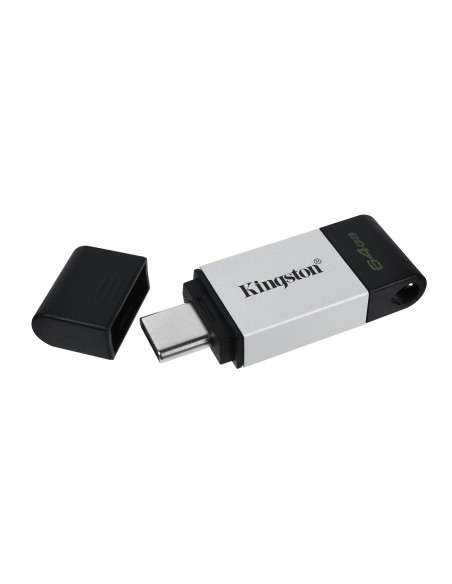 Kingston Technology DataTraveler 80 unità flash USB 64 GB USB tipo-C 3.2 Gen 1 (3.1 Gen 1) Nero, Argento
