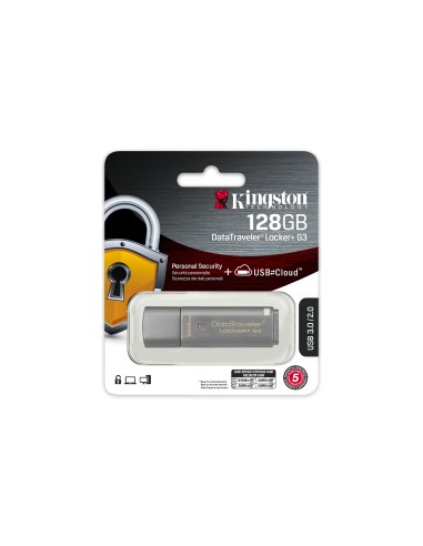 Kingston Technology DataTraveler Locker+ G3 unità flash USB 128 GB USB tipo A 3.2 Gen 1 (3.1 Gen 1) Argento