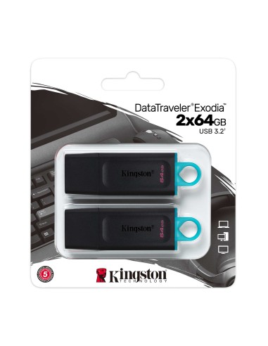 Kingston Technology DataTraveler Exodia unità flash USB 64 GB USB tipo A 3.2 Gen 1 (3.1 Gen 1) Nero