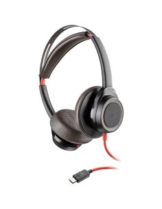 POLY Blackwire 7225 Auricolare Cablato A Padiglione Musica e Chiamate USB tipo-C Nero, Rosso