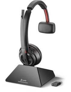 POLY Savi 8210 UC Auricolare Wireless A Padiglione Ufficio USB tipo-C Base di ricarica Nero
