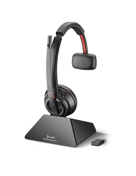 POLY Savi 8210 UC Auricolare Wireless A Padiglione Ufficio USB tipo-C Base di ricarica Nero