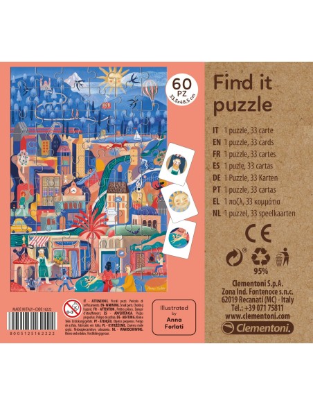 Clementoni Find it puzzle  Winter Puzzle di contorno 60 pz Mondo