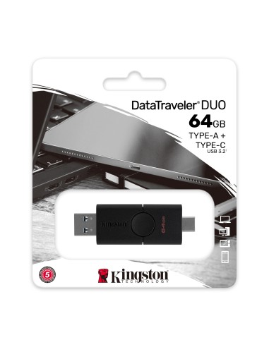 Kingston Technology DataTraveler Duo unità flash USB 64 GB USB Type-A   USB Type-C 3.2 Gen 1 (3.1 Gen 1) Nero