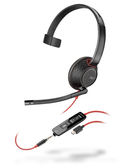 POLY Blackwire 5210 Auricolare Cablato A Padiglione Ufficio USB tipo-C Nero