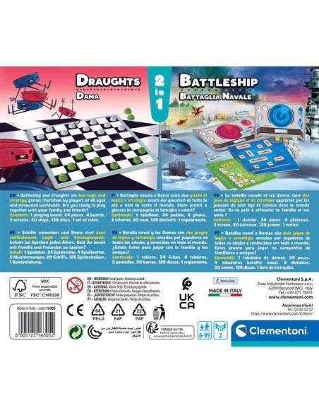 Clementoni Battleship + Draughts Gioco da tavolo Educativo