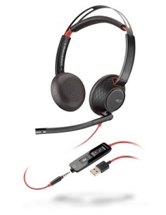 POLY Blackwire 5220 Auricolare Cablato A Padiglione Musica e Chiamate USB tipo A Nero, Rosso