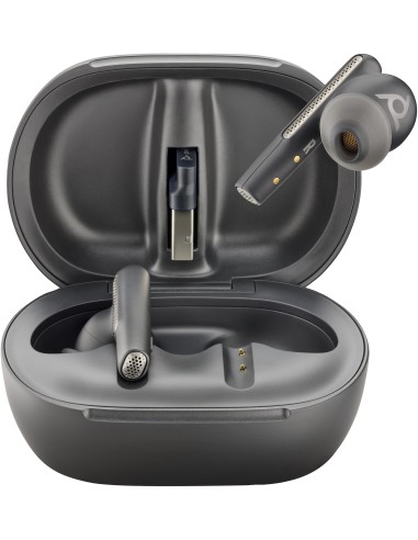 POLY Auricolari nerofumo Voyager Free 60+ UC M + Adattatore BT700 USB-A + Custodia per ricarica con touchscreen