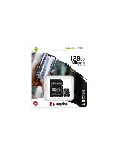 Kingston Technology Scheda micSDXC Canvas Select Plus 100R A1 C10 da 128GB + adattatore