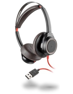 POLY Blackwire 7225 Auricolare Cablato A Padiglione Musica e Chiamate USB tipo A Nero, Rosso