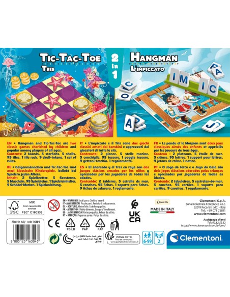 Clementoni Tic-Tac-Toe + Hangman Gioco da tavolo Educativo