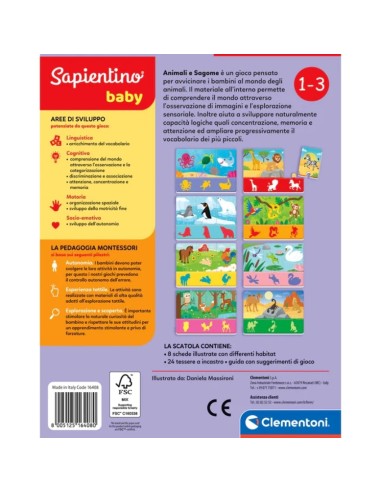 Clementoni Sapientino Montessori Animali e Sagome