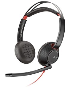 POLY Blackwire 5220 Auricolare Cablato A Padiglione Musica e Chiamate USB tipo-C Nero, Rosso