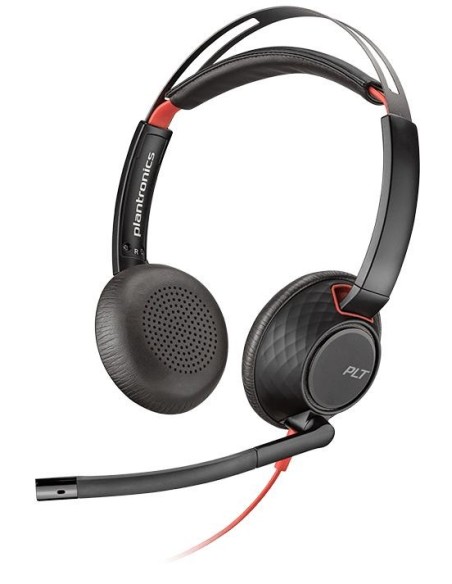 POLY Blackwire 5220 Auricolare Cablato A Padiglione Musica e Chiamate USB tipo-C Nero, Rosso