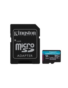 Kingston Technology Scheda microSDXC Canvas Go Plus 170R A2 U3 V30 da 64GB + adattatore