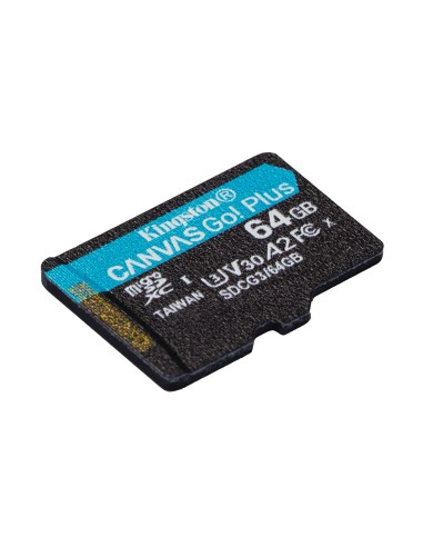 Kingston Technology Scheda microSDXC Canvas Go Plus 170R A2 U3 V30 da 64GB + adattatore